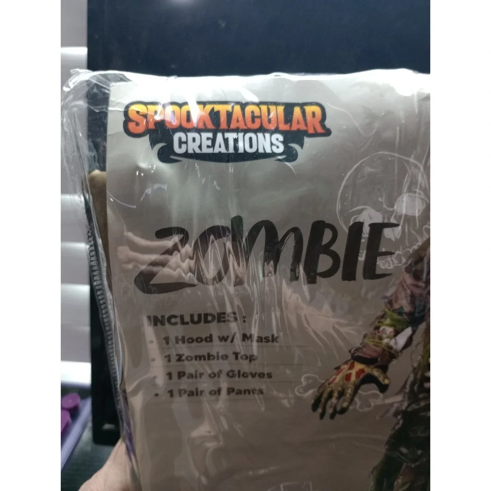 Kids Zombie Costume Spooktacular Creations Size L 10-12 Halloween Hood‎ Mask...